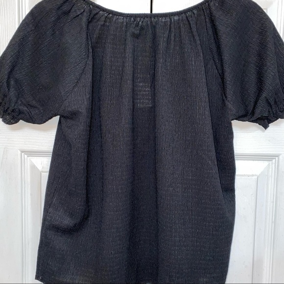 NEW Madewell Texture & Thread Short Sleeve Black Crop Peasant Top Size XS NWT - Picture 5 of 8